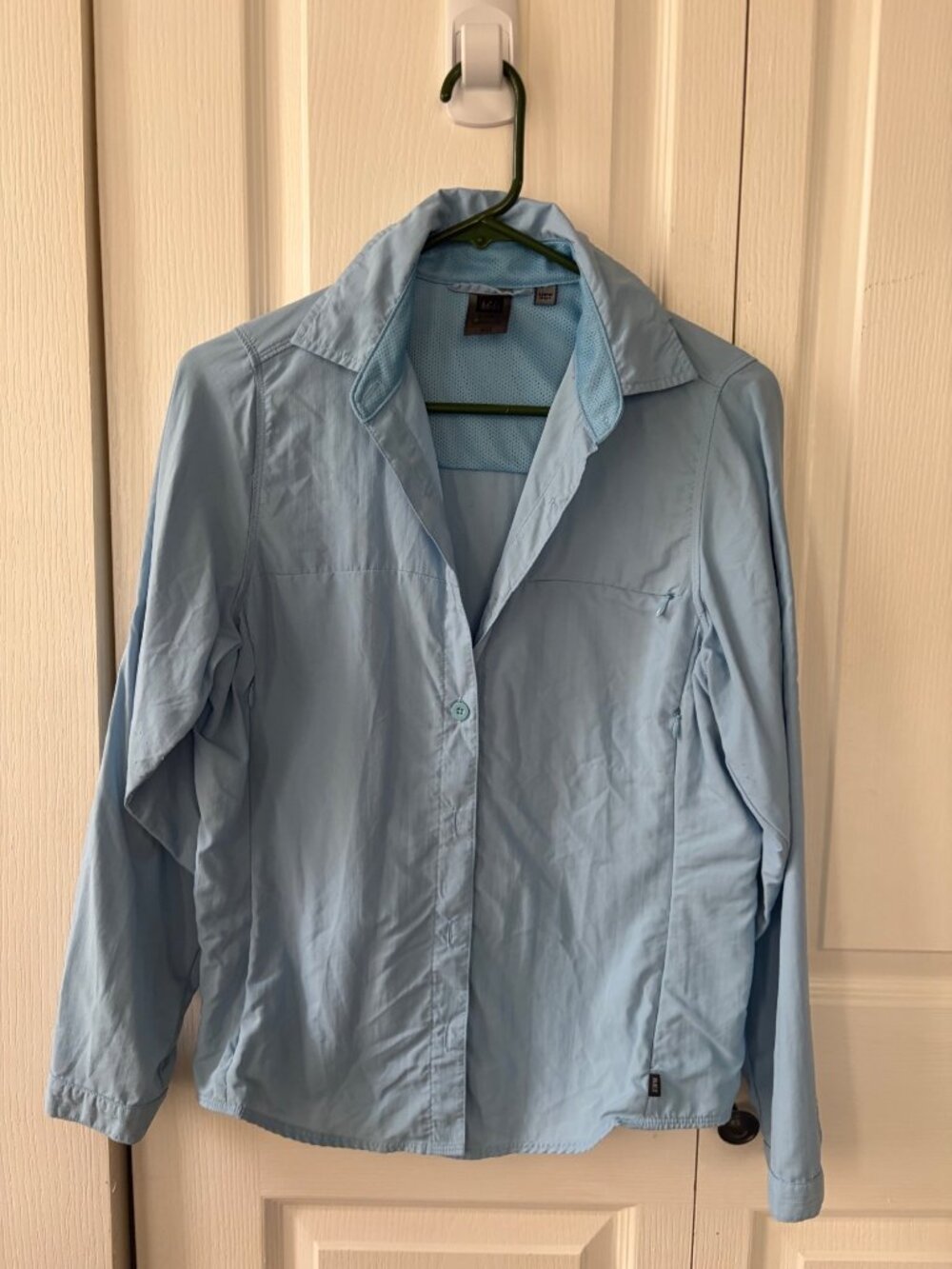 REI Womens Light Blue Long-Sleeve Shirt Nylon Polyester Size S